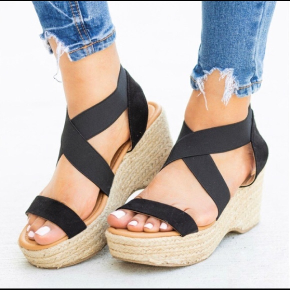 New low wedge espadrilles with elastic 8 left - Picture 3 of 9